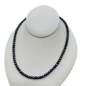 10K gold MP blue pearl strand classic necklace